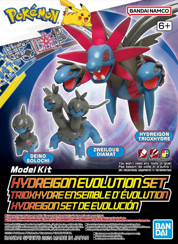 BANDAI NAMCO Pokemon Model Kit Hydreigon Evolution Set | Simple Assembly Kit | No Tools | No Paint | Fit & Snap By Hand!  (Pokemon Figure Kit)