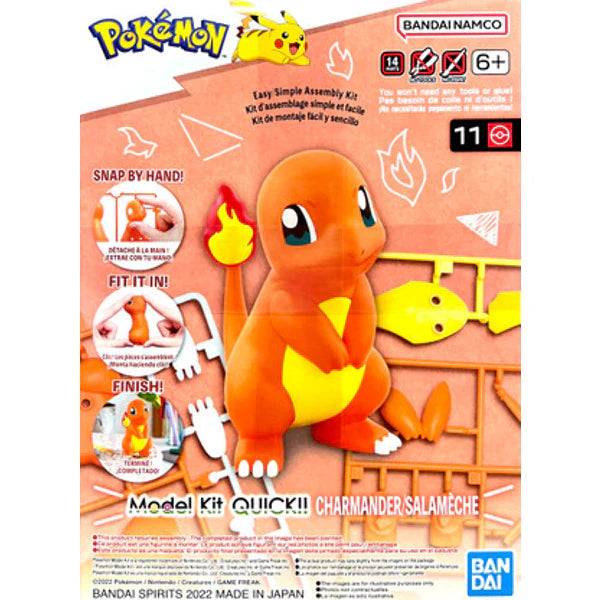BANDAI NAMCO Pokémon Model Kit Quick!! 11 CHARMANDER | Simple Assembly Kit | No Tools | No Paint | Fit & Snap By Hand!  (Pokemon Figure Kit)